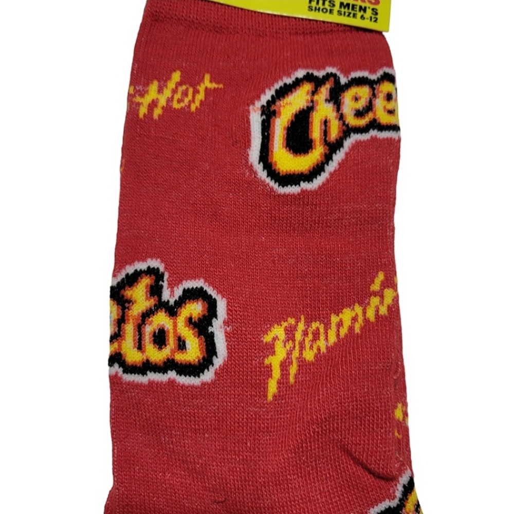 3/$20 Flamin Hot Cheetos Crew Crazy Socks Mens Womens Red Unique Fun - Picture 4 of 5